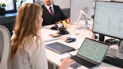 Woman working in computer