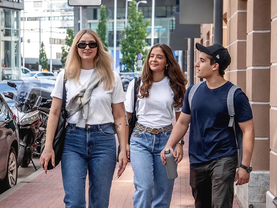 EBS Students walking on street