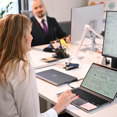Woman working in computer