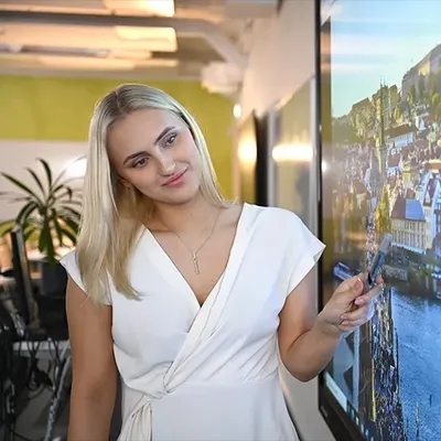 High school student presenting